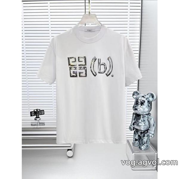 GIVENCHY 25 SS高バージョン胸貼りプリントロゴラウンドネック半袖Tシャツ