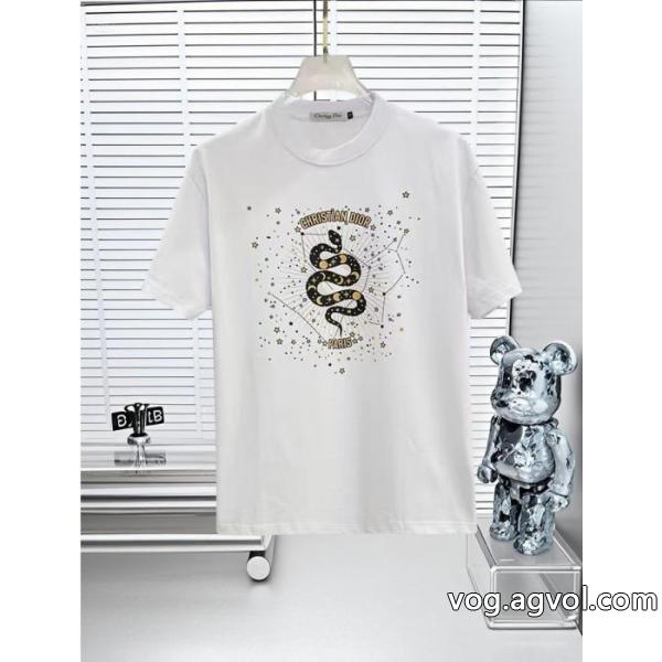 DIOR25SS高バージョン胸貼りプリントロゴラウンドネック半袖Tシャツ