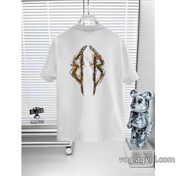 Balenciaga 25 SS高バージョン胸貼りプリントロゴラウンドネック半袖Tシャツ