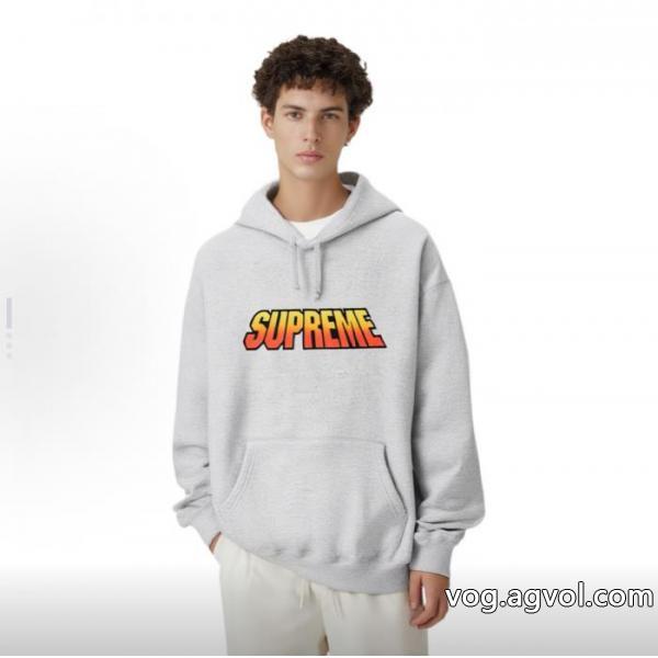 Supremeグラデーションロゴ純色加絨連帽長袖アメリカントレンドパーカー