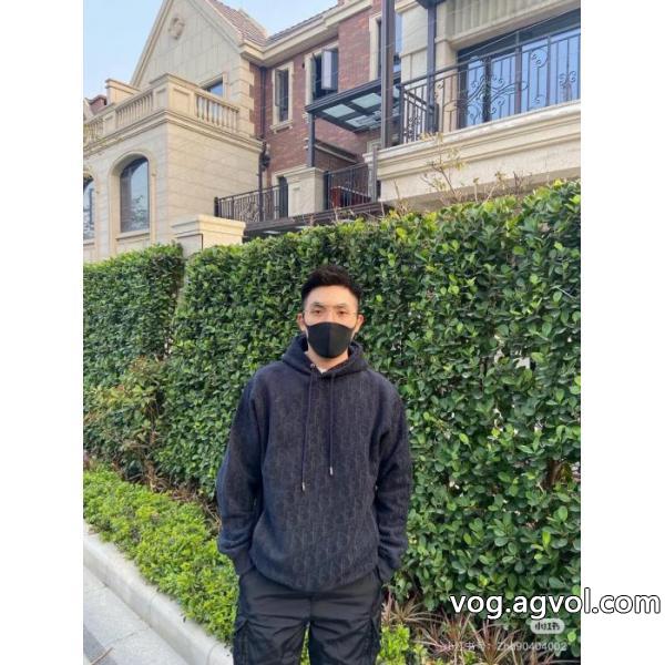 Diorアルファベットジャカード立体連帽長袖ゆったりパーカー男女同型