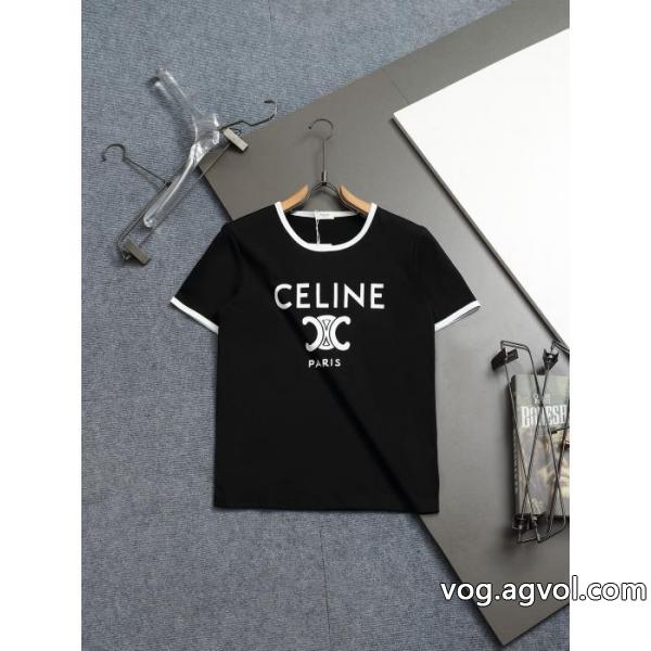 CELINE凱旋門ロゴプリント定番Tシャツ半袖