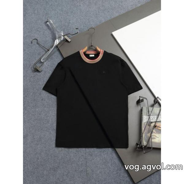 Burberryアルファベットネック飾りクルーネックニット半袖Tシャツ