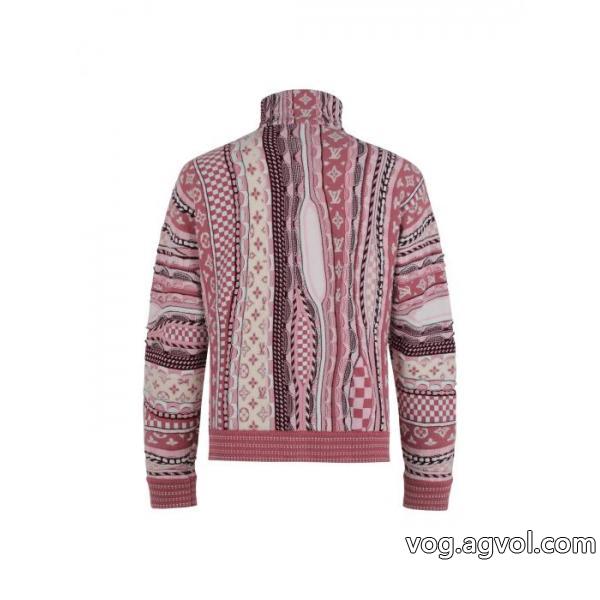 LOUIS VUITTON25SSヘッダーハーフジッパー変則ジャカードセーターコート