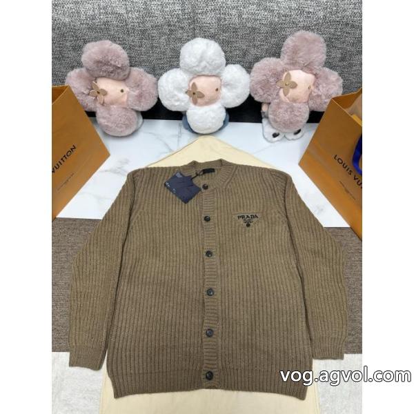 prada 25秋冬モデル三角アルファベット刺繍カーディガン