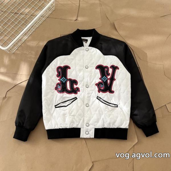 LOUIS VUITTONひし形布刺繍工芸衝突色野球服コート