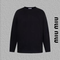 miumiu焼花アルファベット刺繍長袖Tシャツ