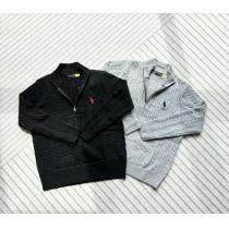 Ralph Laurenポニー刺繍ハーフジッパースタンドカラー純色麻編みセーター