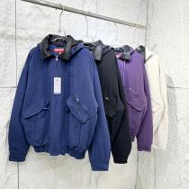 Supreme胸ロゴポケットデザインファスナー取り外し可能フード開閉水洗ジャケット