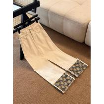 Burberryカスタムピップ裏返しチェックストレートパンツジーンズロングパンツ