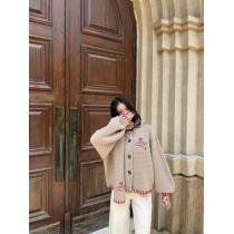 Vivienne Westwood限定レッドマーカーサターン刺繍ラウンドネック長袖バックルニットカーディガンマフラー2点セット