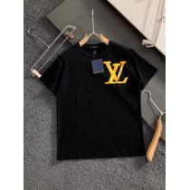 LOUIS VUITTON最新の純綿オフセット印刷黒ネジ半袖