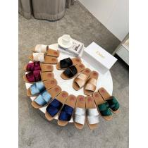 Chloe'2026最新夏モデルベルベットに3 D立体電気刺繍スリッパ