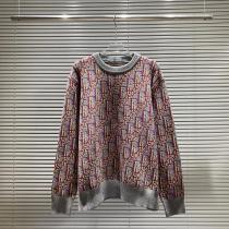 diorニューグレーパープル全身カラーロゴジャカードラウンドネックセーター