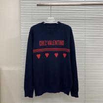 Valentlnoハートアルファベットロゴジャカードラウンドネックセーター