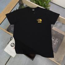 Supreme新型連名北面TNFクラシックゴールドアルファベット丸首半袖Tシャツ