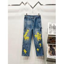 CHROME HEARTS2026新限定伐木黄色十字架合皮カップル水洗ジーンズ