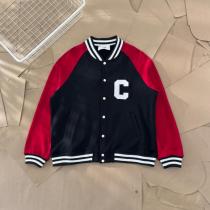 Celine2025 ssランニングモデルアカデミア風ブラックレッドクラッシュカラー野球ウェアジャケット