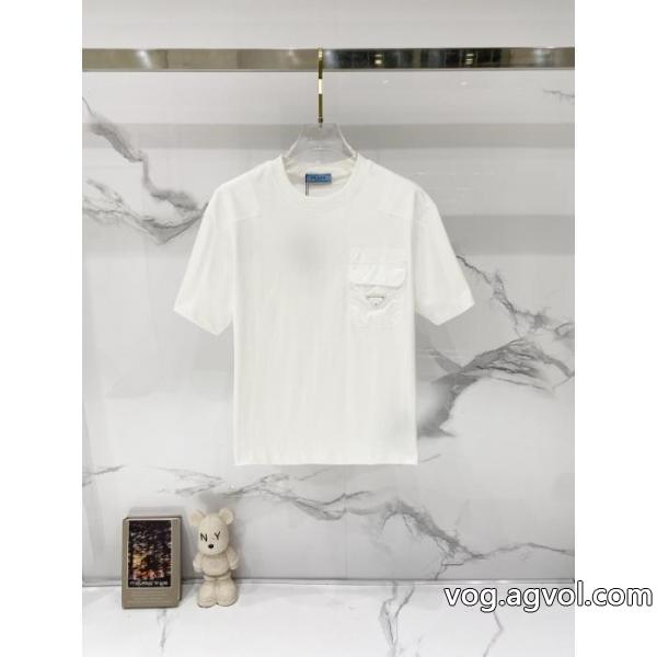 ブランド 偽物PRADA半袖Tシャツ肌触りの気持ちい〜  毎年定番 2026トレンド先取り