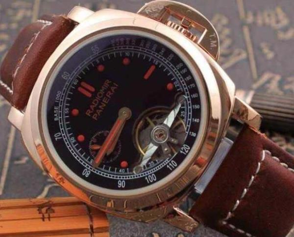 高級感PANERAI パネライ トゥールビヨン 防水機能も付いている3針クロノグラフ 機械式男性用腕時計 