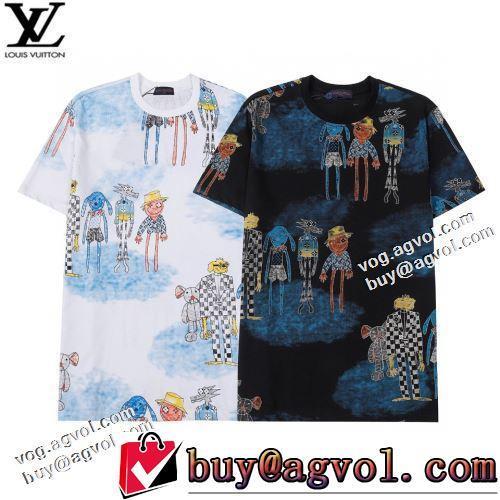 2色可選 ラウンドネック 半袖Tシャツ 個性的なデザイン 流行に関係なく長年愛用できる 2022春夏 ルイ ヴィトンコピーブランド 