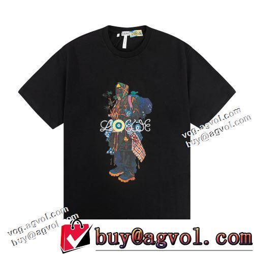 ロエベ偽物ブランド 2色可選 雑誌掲載アイテム 収縮性のある 2022春夏 半袖Tシャツ 肌に馴染みやすい ロエベスーパーコピー