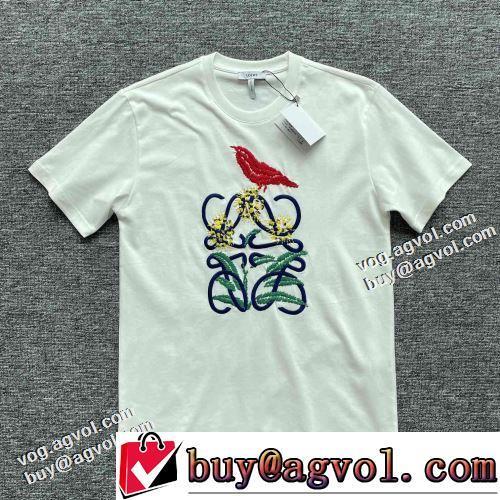 2022春夏 ラウンドネック 半袖Tシャツ 絶対オススメ♡  着回し度抜群 2色可選 お洒落に魅せる ロエベブランドスーパーコピー