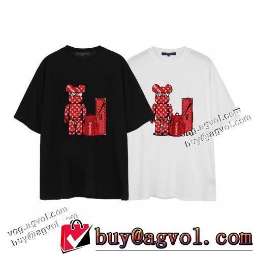 収縮性のある 2色可選 ラウンドネック 半袖Tシャツ 個性的なデザイン 柔らかい手触り 2022新作 ルイ ヴィトンコピー
