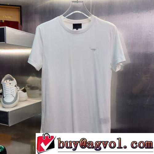 シンプル 吸汗性に優れ 2022春夏 半袖Tシャツ 自然な肌触り 3色可選 PRADAブランドスーパーコピー 雑誌掲載アイテム