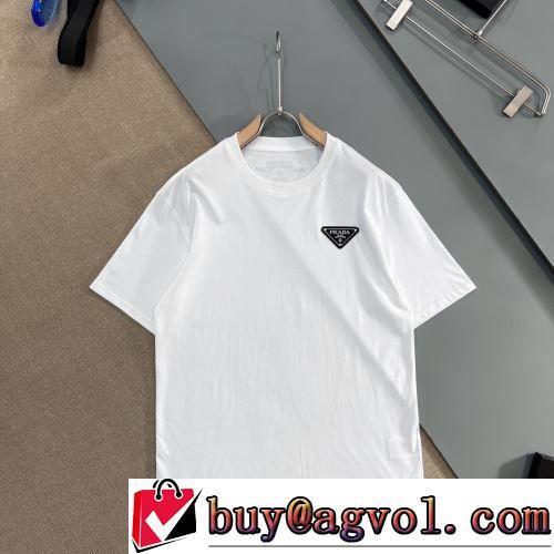プラダブランド コピー 半袖Tシャツ 2022春夏 お洒落に魅せる 2色可選 柔らかい手触り カッコいい印象を付ける 吸汗速乾