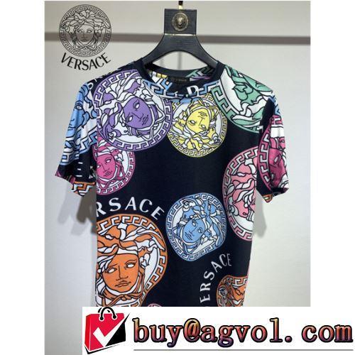 2022新作 半袖Tシャツ VERSACEコピー ファション性の高い 2色可選 大花プリント クールビズ 優しいフィット感
