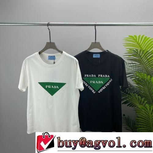 2022春夏 プラダブランドコピー 長く愛用できる 着回し度抜群 半袖Tシャツ 縦には伸びにくい 2色可選