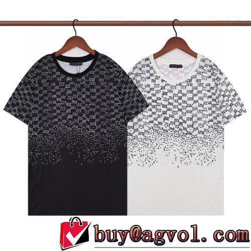 人気ブランド 2022春夏 自然な肌触り 半袖Tシャツ 縦には伸びにくい 2色可選 ルイ ヴィトン偽物ブランド