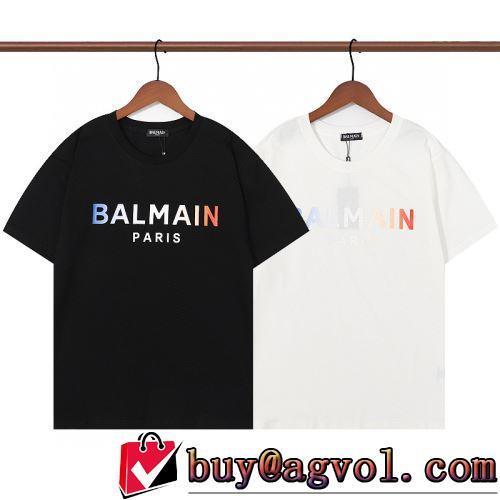 2022春夏 魅力ファッション 半袖Tシャツ しわになりにくい 吸汗速乾 バルマンブランド 偽物 通販 2色可選