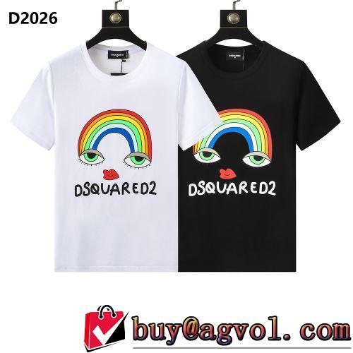 2022春夏 プリント 最安値に挑戦 DSQUARED2ブランド コピー 半袖Tシャツ 2色可選 ラウンドネック 自然な肌触り