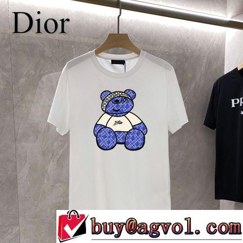 カラーラインナップ 着回し度抜群 ディオールコピー 上品な輝きを放つ形 2色可選 半袖Tシャツ 2022春夏 プリント