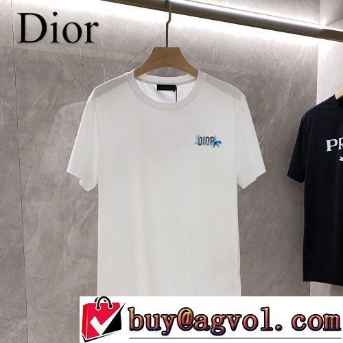 細身のシルエット 縦には伸びにくい 2022春夏 半袖Tシャツ 耐久性のある ディオールコピー 2色可選