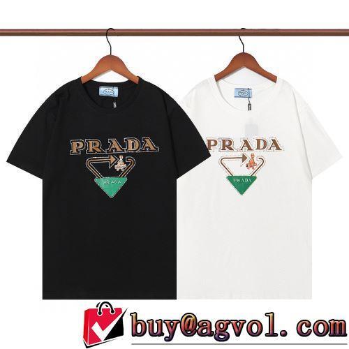 プラダスーパーコピー 代引 2022春夏 人気ブランド  半袖Tシャツ 2色可選 消臭抗菌効果がある プリント