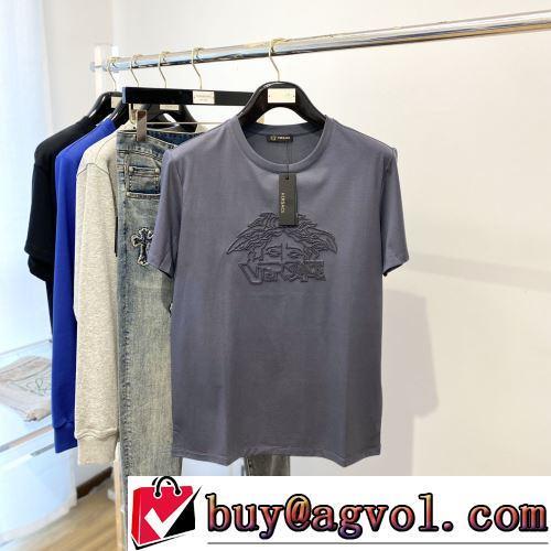 ヴェルサーチブランド 偽物 通販 2022春夏 半袖Tシャツ 4色可選 シンプル 最安値に挑戦 デザイン性の高い