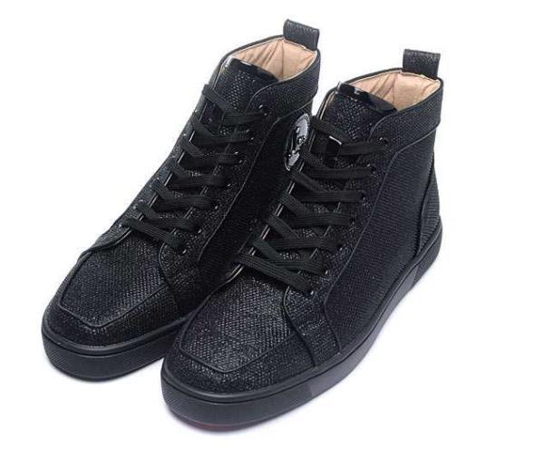 最高級品質のクリスチャンルブタン偽物CHRISTIAN LOUBOUTINスニーカーハイカットブラックメンズシューズ人気ファッション靴