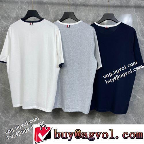 2022新作 ラウンドネック半袖Tシャツ 3色可選 トムブラウンスーパーコピー 激安 優しいフィット感 海外セレブ定番愛用