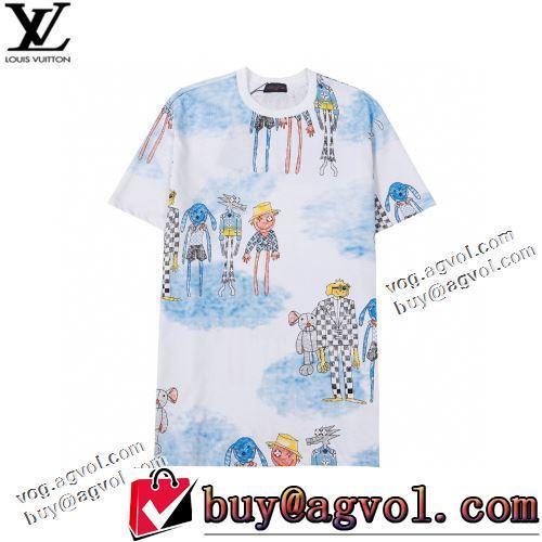 2色可選 ラウンドネック 半袖Tシャツ 個性的なデザイン 流行に関係なく長年愛用できる 2022春夏 ルイ ヴィトンコピーブランド 