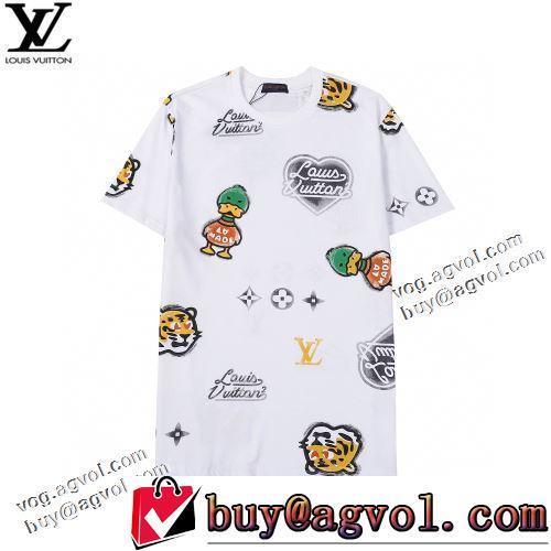 2022春夏 強い魅力を感じる一枚 ラウンドネック プリント 半袖Tシャツ 3色可選 着心地満点 ルイ ヴィトンブランド コピー