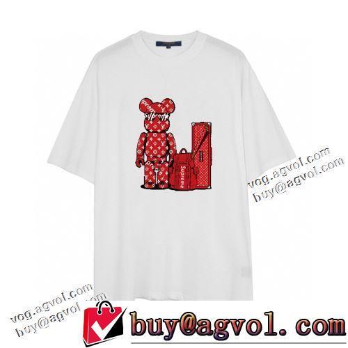 収縮性のある 2色可選 ラウンドネック 半袖Tシャツ 個性的なデザイン 柔らかい手触り 2022新作 ルイ ヴィトンコピー