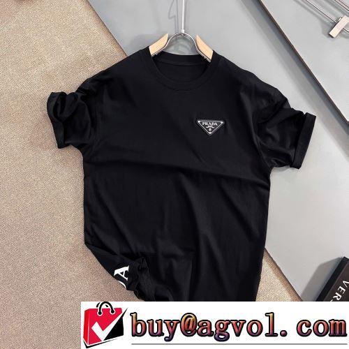 プラダブランド コピー 半袖Tシャツ 2022春夏 お洒落に魅せる 2色可選 柔らかい手触り カッコいい印象を付ける 吸汗速乾