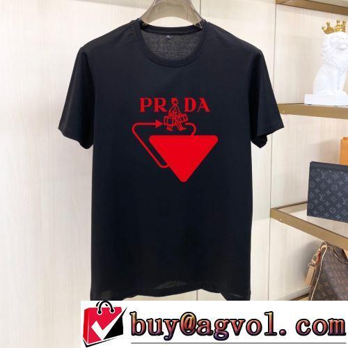 スタイリッシュな印象 半袖Tシャツ デザイン性の高い 2022春夏 2色可選 着回し度抜群 プラダブランド 偽物 通販