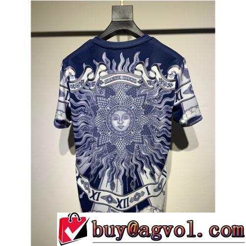 ラウンドネック 自然な肌触り 大花プリント ヴェルサーチブランドコピー 2022春夏 ポップ 半袖Tシャツ 