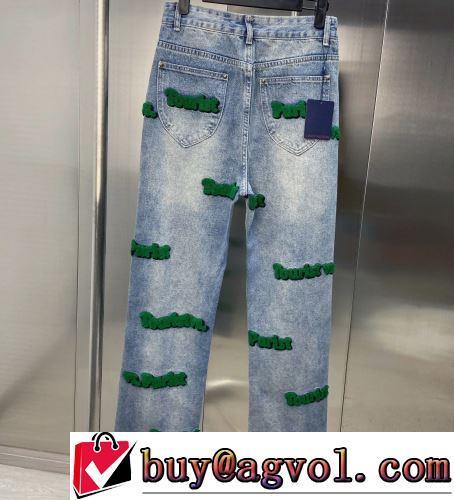 ジーンズ ストレートデニムパンツ ルイ ヴィトン偽物ブランド 伸縮性のある 2022春夏 刺繍使い 選べる極上