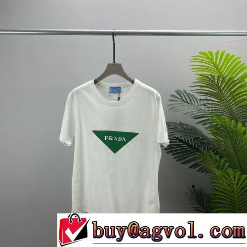 2022春夏 プラダブランドコピー 長く愛用できる 着回し度抜群 半袖Tシャツ 縦には伸びにくい 2色可選