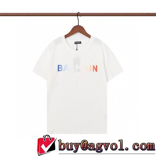 2022春夏 魅力ファッション 半袖Tシャツ しわになりにくい 吸汗速乾 バルマンブランド 偽物 通販 2色可選